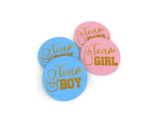 Set 24 buc stickere Team Boy Albastru, Team Girl Roz, Petrecere copii
