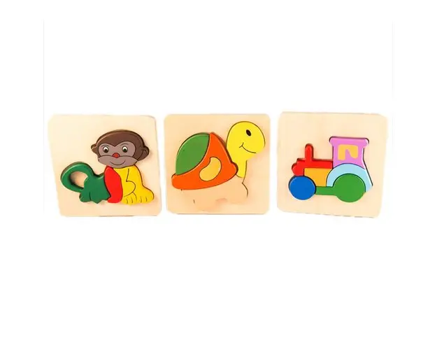 Set 3 Puzzle educativ din lemn, 7Toys