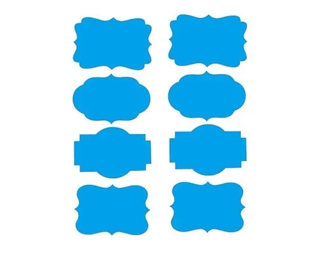 Set 40 Etichete autoadezive, albastru, de scris cu markerul, diverse forme, 4x8 cm