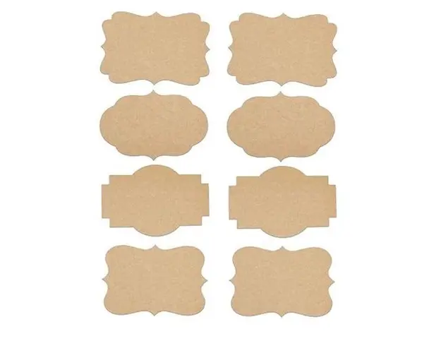 Set 40 Etichete autoadezive, maro, de scris cu markerul, diverse forme, 4x8 cm