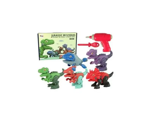 Set 5 dinozauri pentru copii, jucarii demontabile cu surubelnita, 10419
