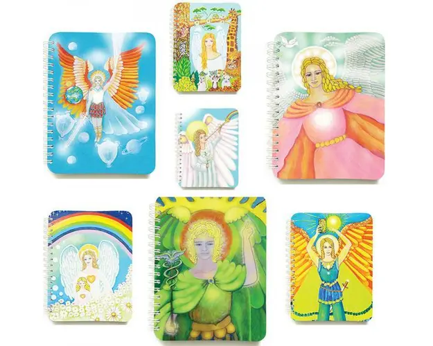 Set 7 carnete cu spira ingeri, 12 x 16 cm, 100 foi dictando cu inger, necartonate