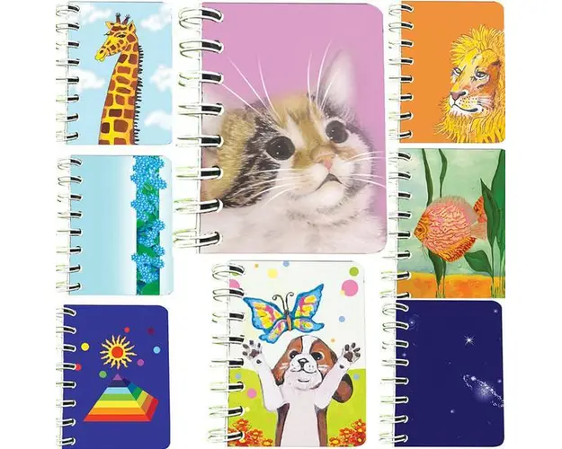 Set 8 carnete cu spira 7 x 10 cm, 75 foi veline