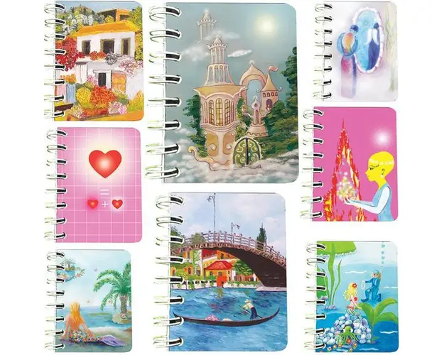 Set 8 carnete cu spira Romantic 7 x 10 cm, 75 foi veline