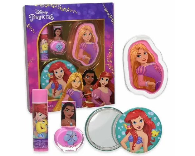 Set accesorii machiaj si unghii cu oglinda inclusa Disney Princess