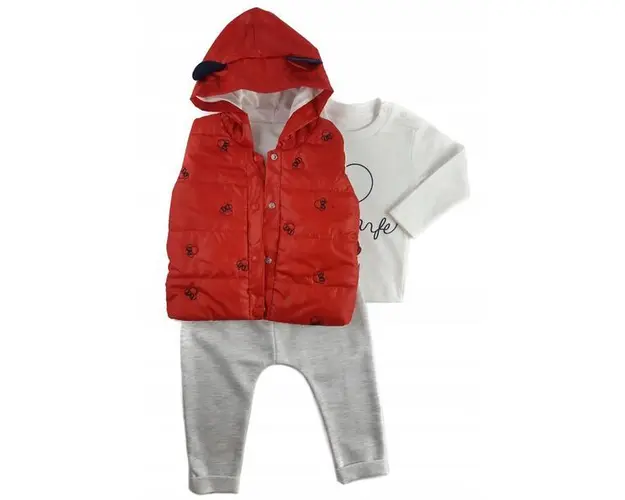 Set compleu haine copii, format din bluza, vesta si pantaloni - Rosu, marime 86