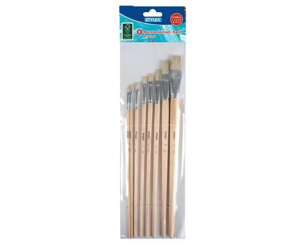 Set de 8 pensule de pictura, plate, Oem