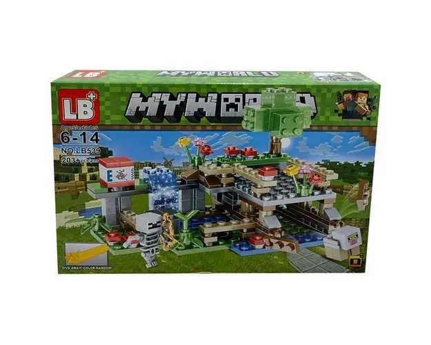 Set de constructie LB+, My World of Minecraft cu efecte luminoase si parti mobile, 203 piese