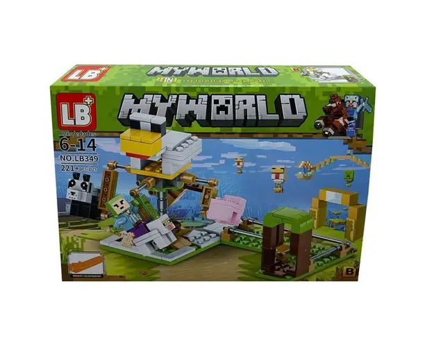 Set de constructie LB+, My World of Minecraft cu efecte luminoase si parti mobile, 221 piese
