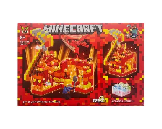Set de constructie Minecraft City of Light, Stone Pick Lava Cave, 366 piese tip lego