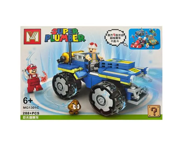 Set de constructie Super Mario, Masina de curse, 288 piese