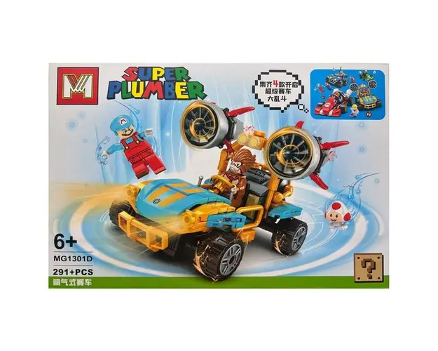 Set de constructie Super Mario, Masina de curse, 291 piese