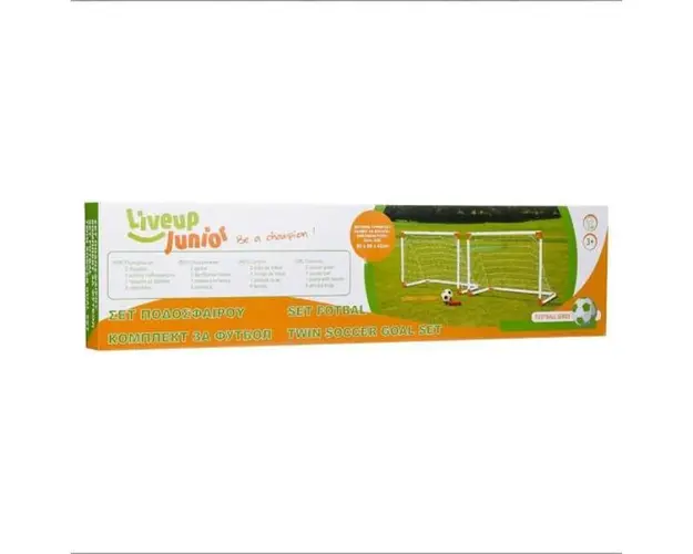 Set de joaca, 2 porti de fotbal cu pompa de umflat si minge de fotbal