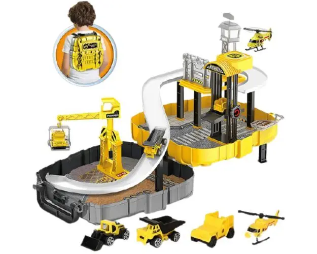 Set de joaca santier de constructii in valiza galbena