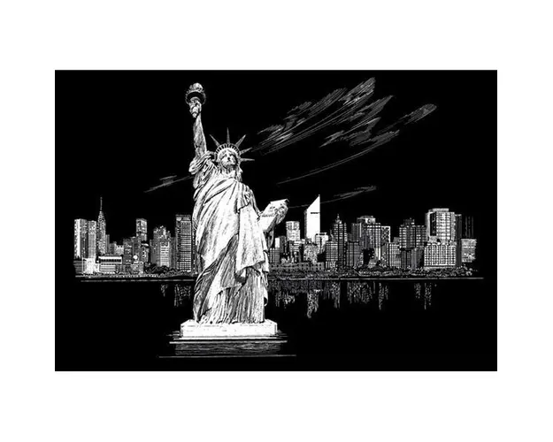 Set gravura locuri celebre Statuia Libertatii
