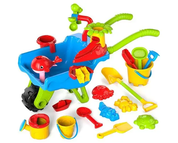 Set jucarie pentru plaja, roaba cu accesorii incluse