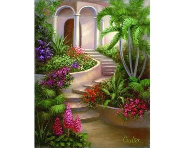 Set pictura artistica pe panza - Gradina tropicala