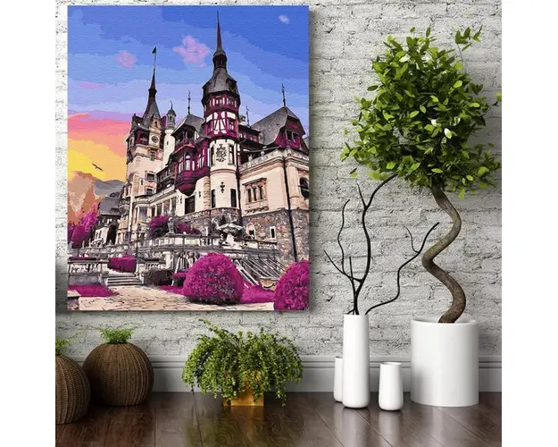 Set pictura pe numere (panza) Castelul Peles din Romania 50x40 cm