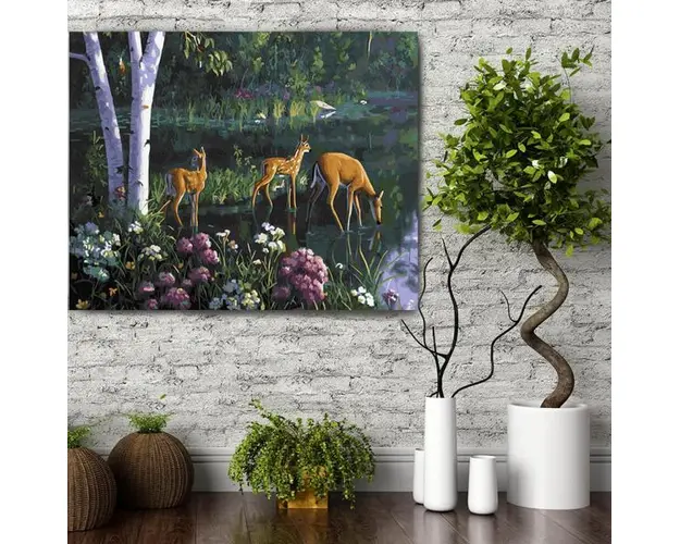 Set pictura pe numere (panza) Dimineata la lac 40x50 cm