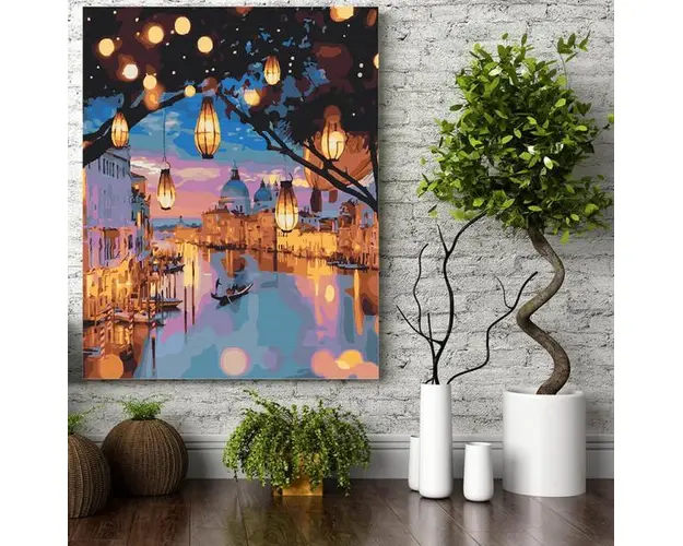 Set pictura pe numere (panza) Lampioane in Venetia 50x40 cm