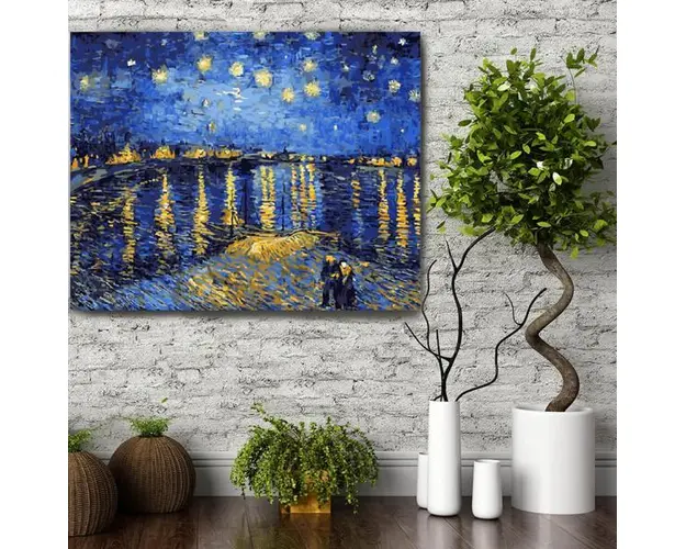 Set pictura pe numere (panza) Noapte instelata peste Rhone Van Gogh40x50 cm