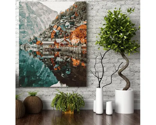 Set pictura pe numere (panza) Peisaj in Gelstadt 50x40 cm