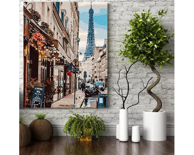 Set pictura pe numere (panza) Un colt din Paris 50x40 cm
