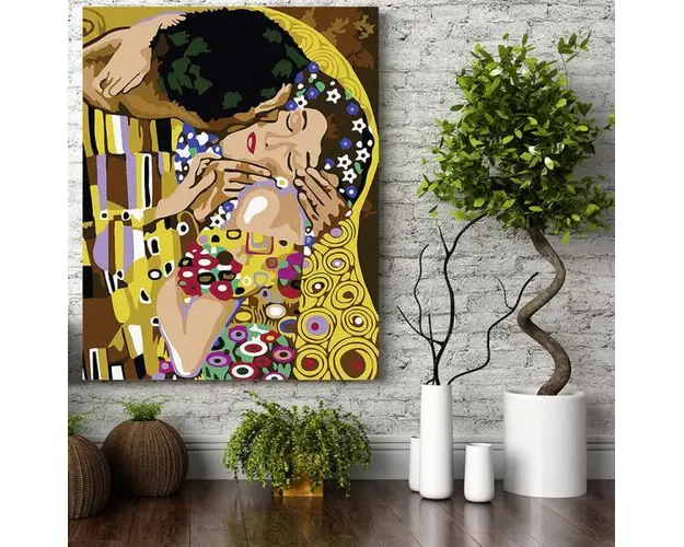 Set pictura pe numere (panza) Un fragment din Sarutul Klimt 50x40 cm