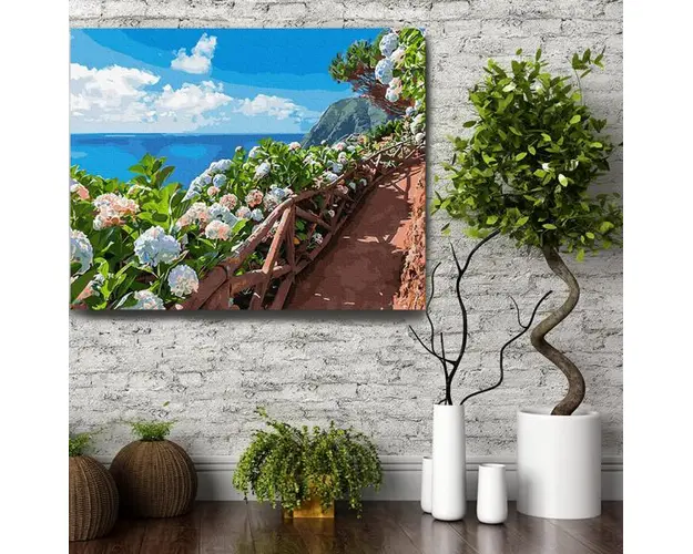 Set pictura pe numere (panza) Vedere la ocean 40x50 cm