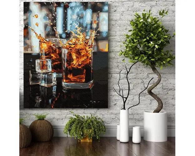 Set pictura pe numere (panza) Whiskey pentru prieteni 50x40 cm