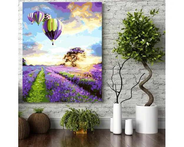 Set pictura pe numere (panza) Zbor deasupra campului cu lavanda 50x40 cm