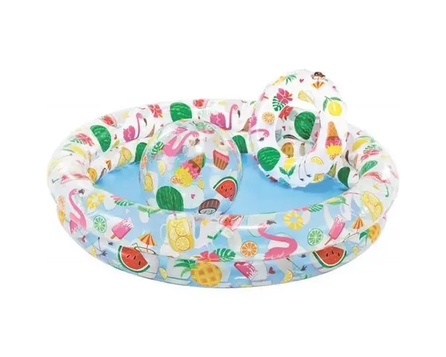 Set piscina gonflabila + Colac + Minge, Intex, 59460, 122 x 26 cm, Multicolor