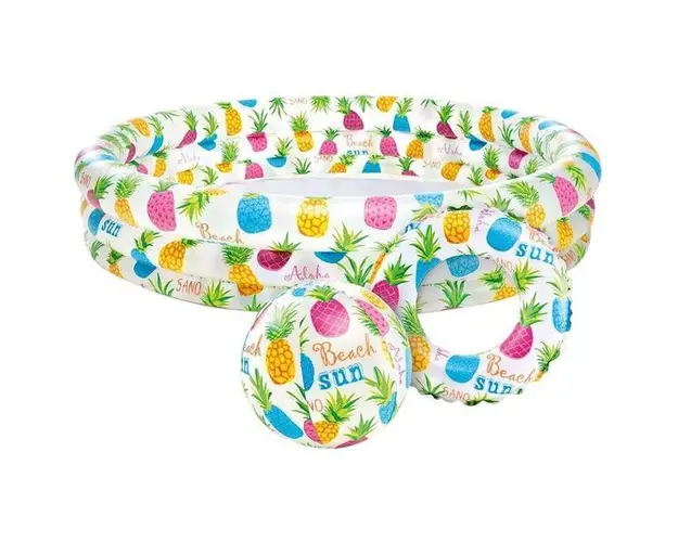 Set piscina gonflabila + Colac + Minge, Intex, 59469, 132 x 28 cm, Multicolor