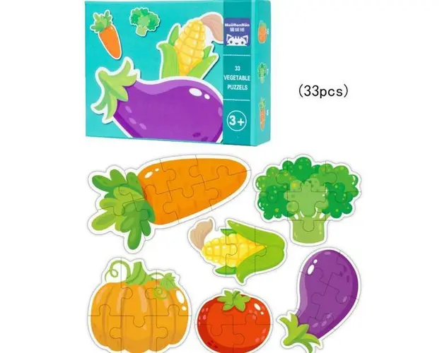 Set Puzzle din carton cu 6 Fructe, 7Toys