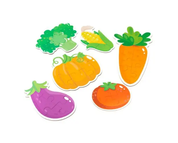 Set Puzzle din carton cu 6 Legume, 7Toys