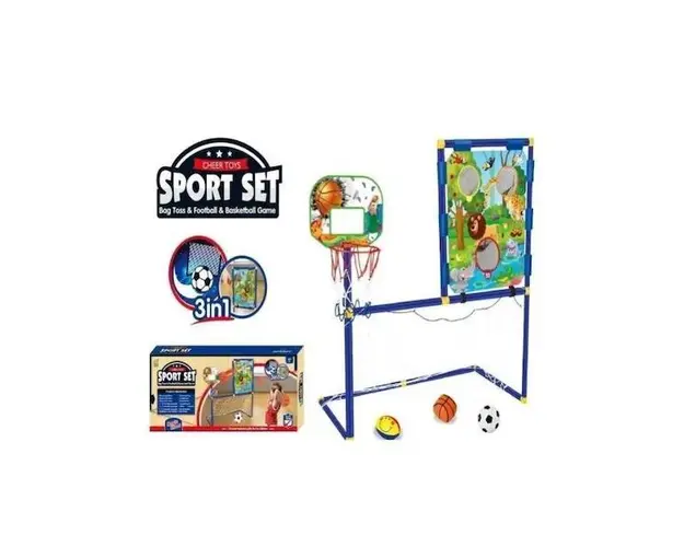Set sport 3 in 1, baschet, fotbal, rugby, 7Toys