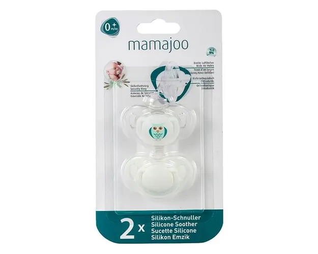 Set Suzete cu Design Ortodontic din Silicon - Mamajoo Bufnita/Alb, 0 m+, 2 buc