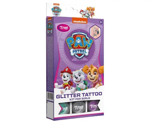 Set tatuaje cu sclipici Paw Patrol (fetite) 3 ani+ tytoo