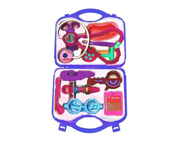 Set Trusa Medicala Asistenta Doctor Teno&reg;, joc de rol, 11 accesorii si cutie penntru depozitare, 37.5 x 21 cm, albastru