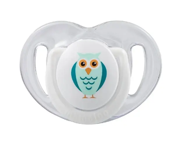 Suzeta cu Design Ortodontic din Silicon si Cutie de Depozitare - Mamajoo Bufnita &amp; Cutie Alba, 0 m+, 1 buc