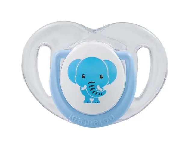 Suzeta cu Design Ortodontic din Silicon si Cutie de Depozitare - Mamajoo Elefant &amp; Cutie Albastra, 6 m+, 1 buc