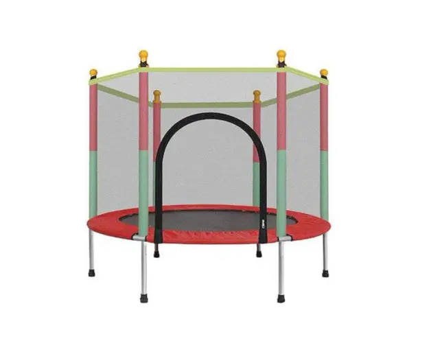 Trambulina copii pentru interior si exterior, 122x140cm, plasa de protectie, multicolora