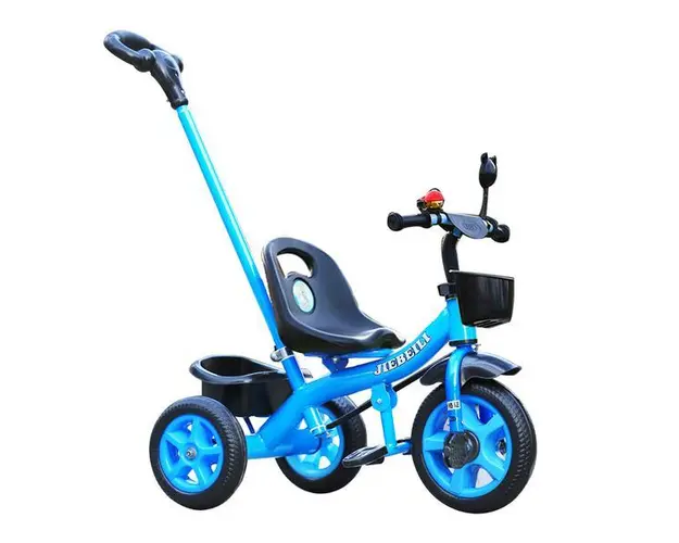 Tricicleta albastra cu pedale si maner parental pentru copii 2-5 ani