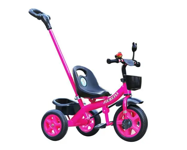Tricicleta roz cu pedale si maner parental pentru copii 2-5 ani