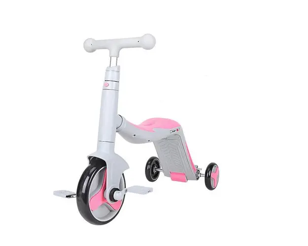 Trotineta Axel, 3 in 1, Gri/Roz, transformabila in tricicleta si balance bike