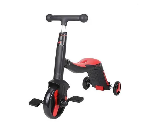 Trotineta Axel, 3 in 1, Negru/Rosu, transformabila in tricicleta si balance bike