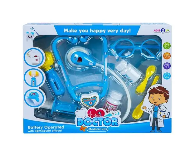 Trusa doctor baieti, cu lumina, 7Toys