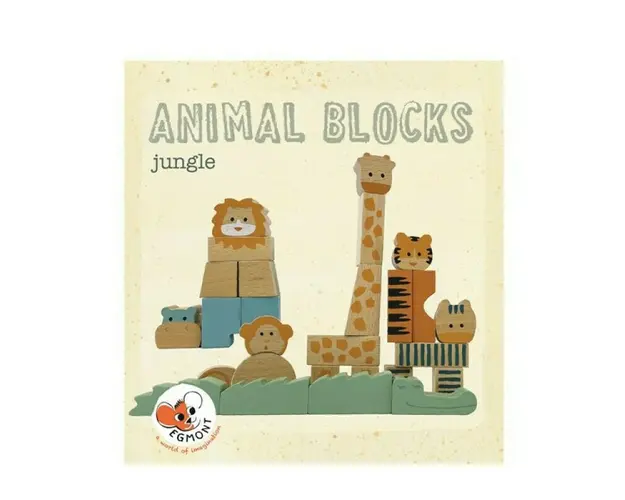 Egmont toys - Animalele junglei din cuburi de lemn natur.