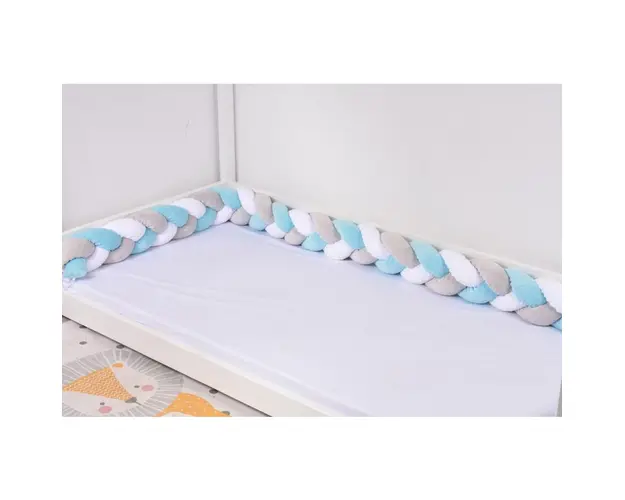 Aparatori impletite plus minky bleu, gri si alb 240 cm