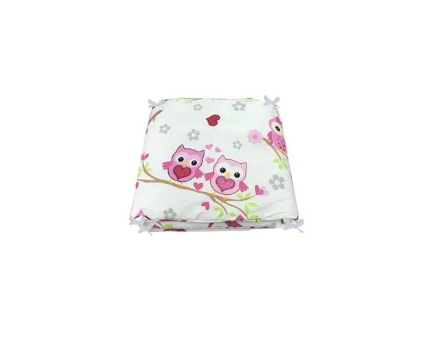 Aparatori laterale protectii laterale pat pufoase 120x60 cm h39cm Deseda Bufnite cu roz